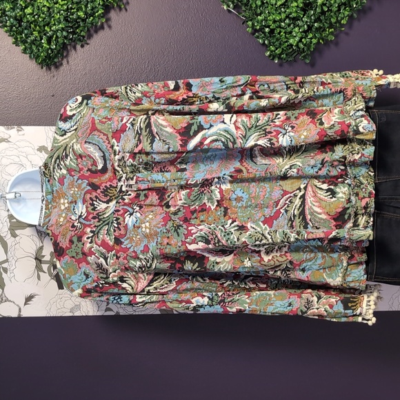 Umgee Floral Wide Sleeve Pom Pom Top - Picture 5 of 5